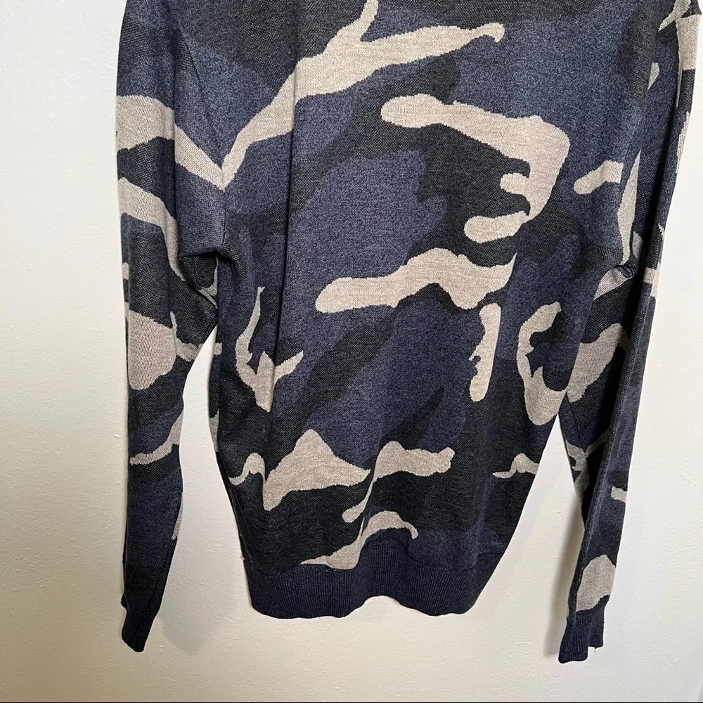 Whipper In Boys Sz 18/20 Quarter Zip Pullover Sweater Blue Gray Black Camouflage